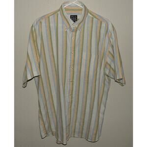 Jos. A. Bank Traveler’s Men’s Large SS Button Shirt Pastel Striped 100% Linen